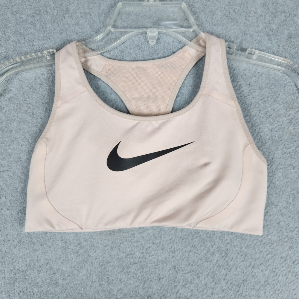 Nike Sports Bra Women XS Pink Swoosh Racerback Mesh Medium Support Activewear